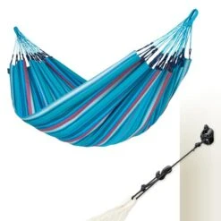 LA SIESTA Tweepersoonshangmat Brisa Outdoor - Zeeblauw -Tuin Serie Winkel brisa wave double classic hammock outdoor 1609770123 212 600