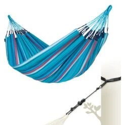 LA SIESTA Tweepersoonshangmat Brisa Outdoor - Zeeblauw -Tuin Serie Winkel brisa wave double classic hammock outdoor 1609770123 213 600