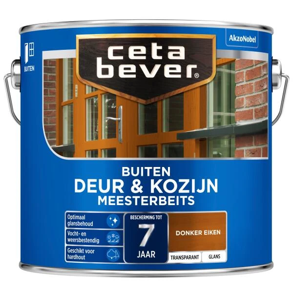 Cetabever Meesterbeits Deur & Kozijn Transparant Glans, Donker Eiken - 2,5 L -Tuin Serie Winkel cetabever meesterbeits deur kozijn transparant glans donker eiken 25 l 1602055982 84 600
