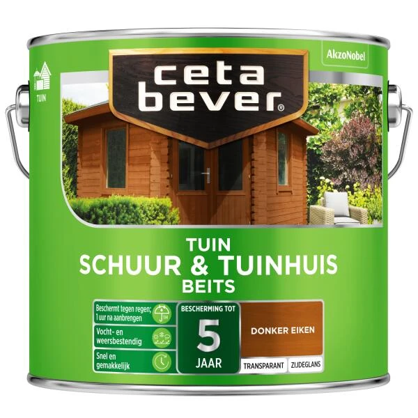 Cetabever Tuinbeits Schuur & Tuinhuis Transparant, Donker Eiken - 2,5 L -Tuin Serie Winkel cetabever tuinbeits schuur tuinhuis transparant donker eiken 25 l 1602056194 62 600