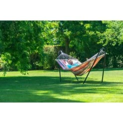 LA SIESTA Standaard Chillounge Zwart - Eenpersoonshangmat -Tuin Serie Winkel chillounge black powder coated steel stand for single hammocks 1609770161 834 600