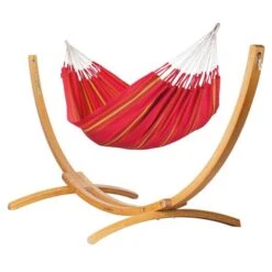 LA SIESTA Tweepersoonshangmat Currambera - Kersenrood -Tuin Serie Winkel currambera cherry cotton double classic hammock 1609770125 254 600
