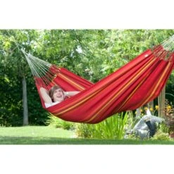 LA SIESTA Tweepersoonshangmat Currambera - Kersenrood -Tuin Serie Winkel currambera cherry cotton double classic hammock 1609770125 265 600