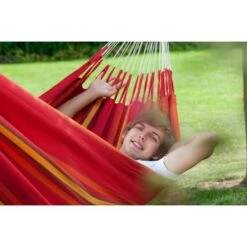 LA SIESTA Tweepersoonshangmat Currambera - Kersenrood -Tuin Serie Winkel currambera cherry cotton double classic hammock 1609770125 266 600