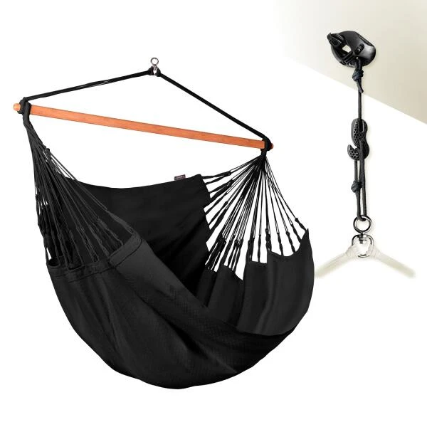 Hangstoel Habana Kingsize - onyx LA SIESTA Hangstoel Habana Kingsize - Onyx -Tuin Serie Winkel habana onyx organic cotton kingsize hammock chair 1609770144 596 600