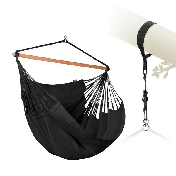 Hangstoel Habana Kingsize - onyx LA SIESTA Hangstoel Habana Kingsize - Onyx -Tuin Serie Winkel habana onyx organic cotton kingsize hammock chair 1609770144 597 600