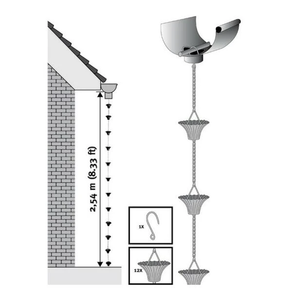 Regenketting groen met 12 emmertjes ESSCHERT DESIGN Regenketting Groen Met 12 Emmertjes -Tuin Serie Winkel regenketting groen 1507400601 1 600
