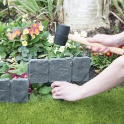 Tuinafboording Kunststof Steenlook Grijs - 240 Cm -Tuin Serie Winkel tuinafboording steengrijs 240 cm 1484057391 3 600